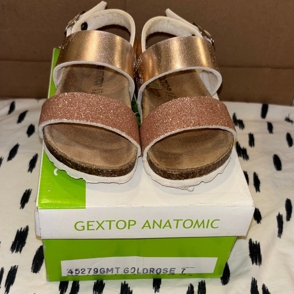 Kids Sandals - Glittering Gold and Rose